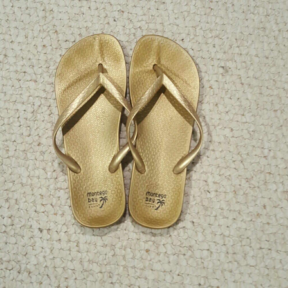 Nice gold flip flops